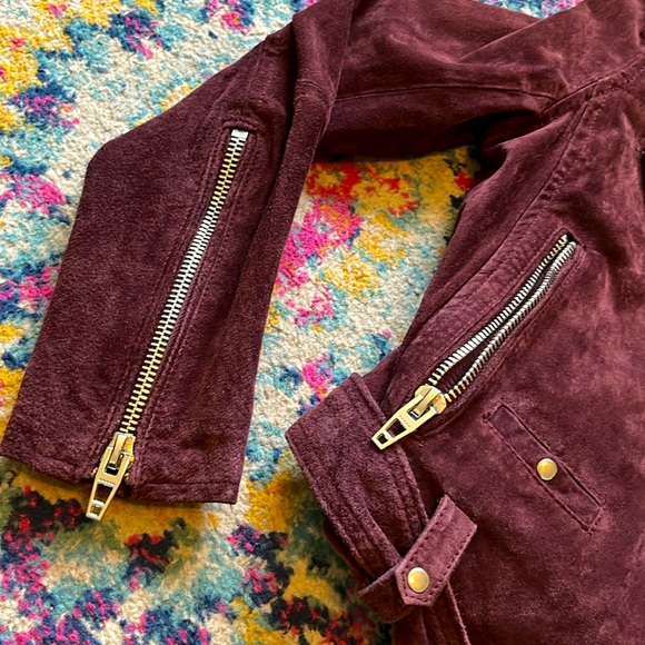 Blank NYC Suede Moto jacket in wine, size small - Picture 5 of 10
